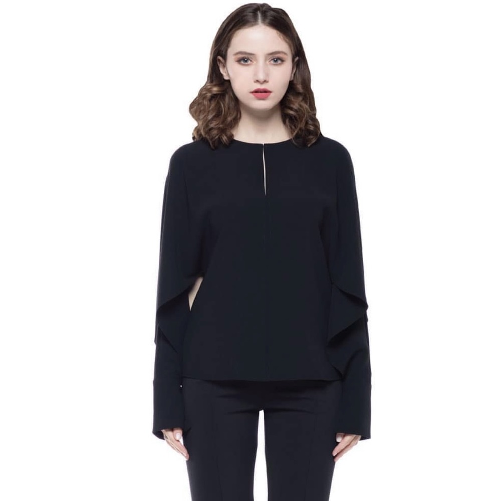NWT Why Dress Black Open Sleeve Blouse